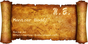 Mentzer Bodó névjegykártya